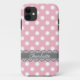 Capa Para iPhone 11 Bolinhas e Cinzas rosa, moveis