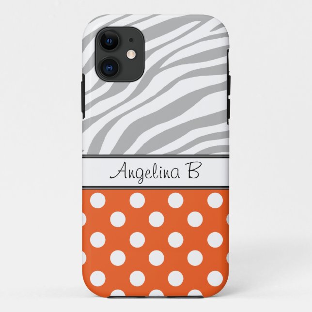 Capa Para iPhone 11 Bolinhas Laranja Zebra Impressa iPhone 5 Case (Verso)