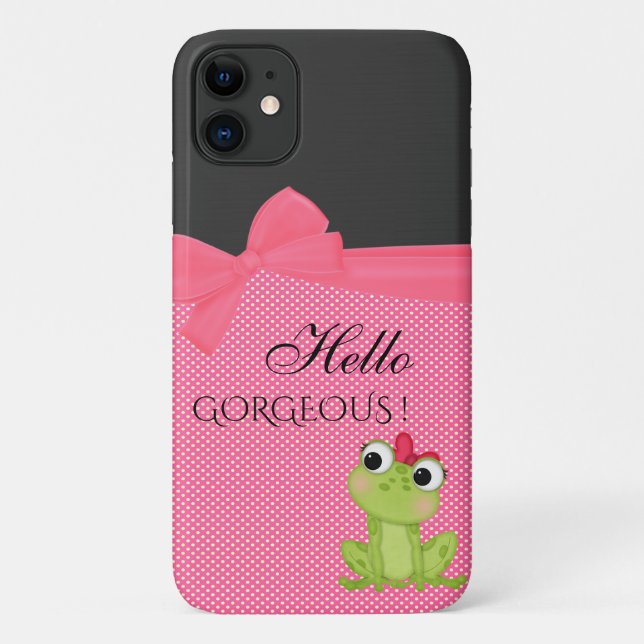 Capa Para iPhone 11 Bolinhas, mensagem de Froggy Motivational (Verso)