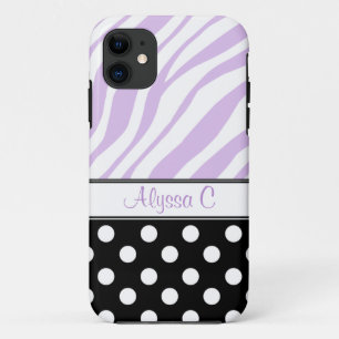 Capa Para iPhone 11 Bolinhas Preta Zebra Roxa Imprimir iPhone 5 Case