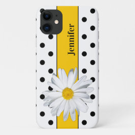 Capa Para iPhone 11 Bolinhas pretas e brancas, caso Daisy iPhone 11