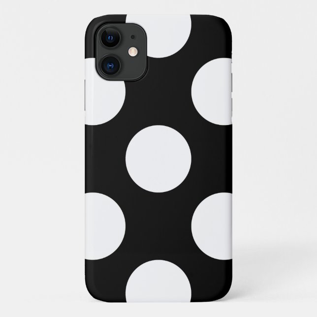 Capa Para iPhone 11 Bolinhas Pretas e Brancas, Padrão de Bolinhas (Verso)