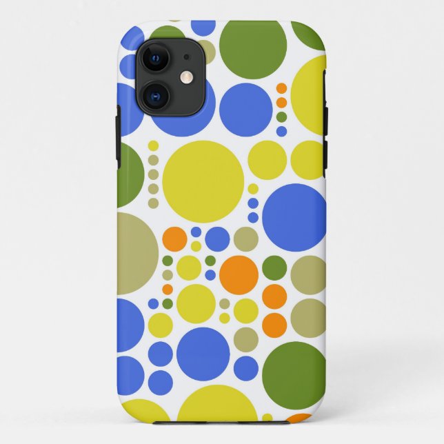 Capa Para iPhone 11 Bolinhas Retro Bonitas | Laranja Limão Verde Azul (Verso)