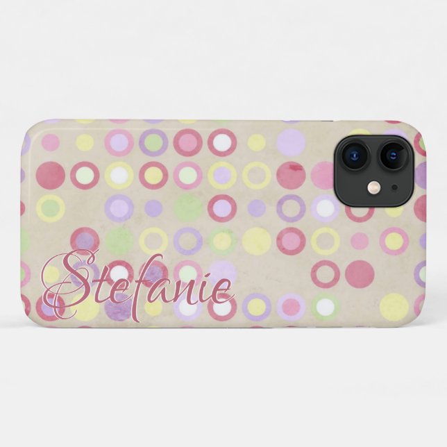 Capa Para iPhone 11 Bolinhas retrorreflectoras (bege) (Verso (horizontal))