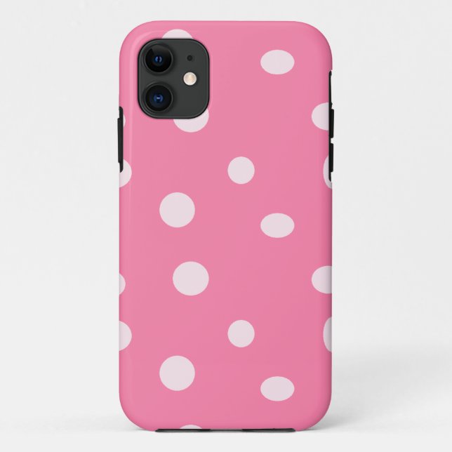 Capa Para iPhone 11 Bolinhas rosa pálidas a rosa (Verso)