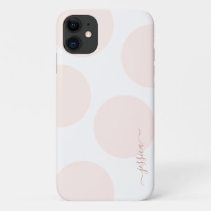 Capa Para iPhone 11 Bolinhas Rosa-Rosa Simples Personalizada