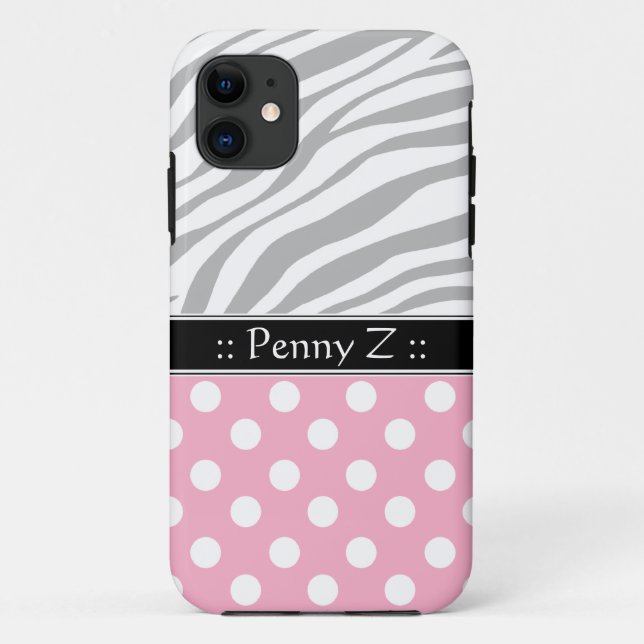 Capa Para iPhone 11 Bolinhas rosa Zebra esmaecida Impressão iPhone 5 C (Verso)