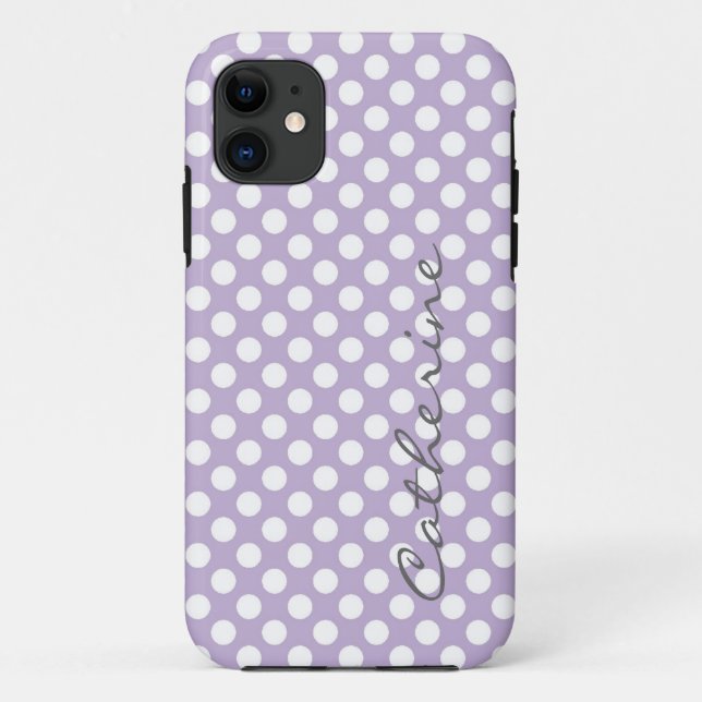 Capa Para iPhone 11 Bolinhas roxas, clássicas e pastel, personalizadas (Verso)