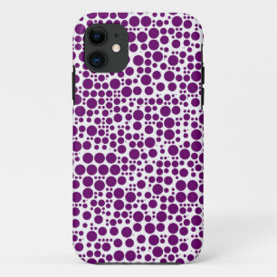 Capa Para iPhone 11 Bolinhas roxas no fundo branco