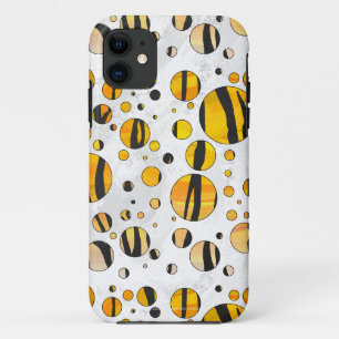 Capa Para iPhone 11 Bolinhas Tigre Preto e Impressão Laranja