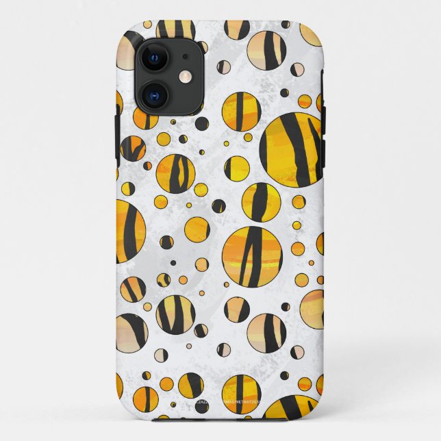 Capa Para iPhone 11 Bolinhas Tigre Preto e Impressão Laranja (Verso)