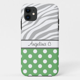 Capa Para iPhone 11 Bolinhas Verde Zebra Impressa iPhone 5 Case
