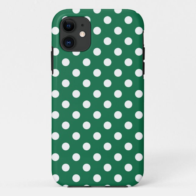 Capa Para iPhone 11 bolinhas verdes, brancas e verdes (Verso)