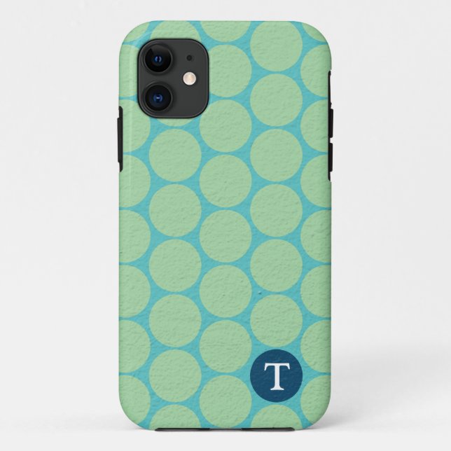 Capa Para iPhone 11 Bolinhas Verdes Chic Large Teal (Verso)