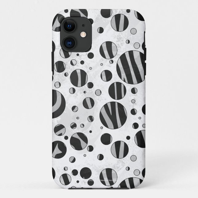 Capa Para iPhone 11 Bolinhas zebra Cinza preta e clara (Verso)