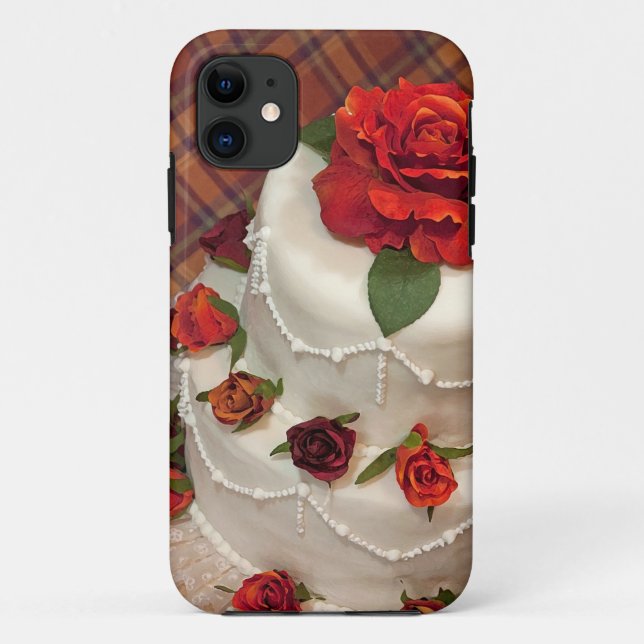Capa Para iPhone 11 bolo de casamento da rosa vermelha (Verso)