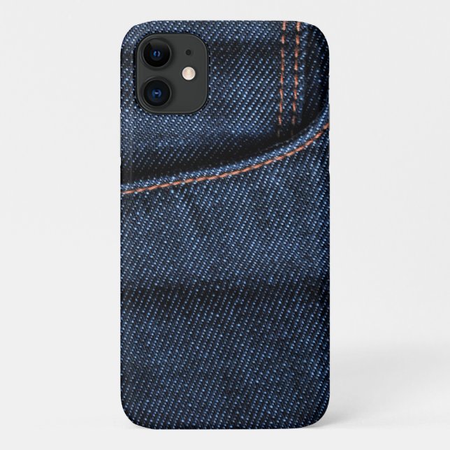 Capa Para iPhone 11 Bolso de Jeans Azuis Nítidos (Verso)