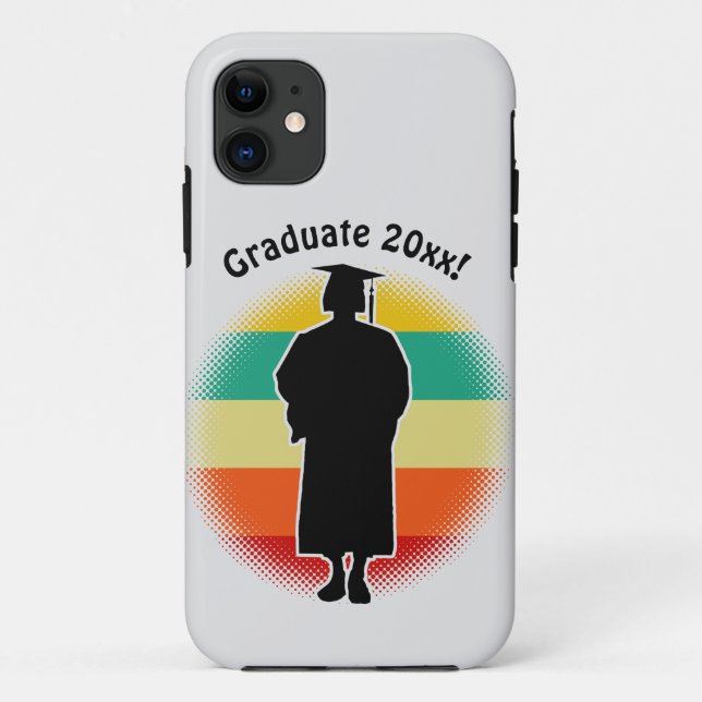 Capa Para iPhone 11 Boné de Formando de Graduação Retroativa e Garota  (Verso)