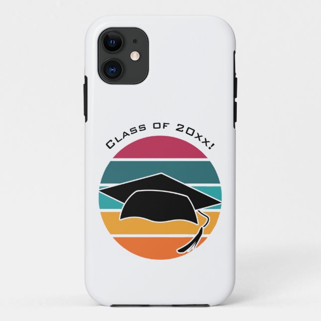 Capa Para iPhone 11 Boné Mortarboard do Formando de Graduação Retroati (Verso)