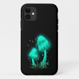Capa Para iPhone 11 Boné Pixie Psicodélico Brilhando Cogumelo Ciano