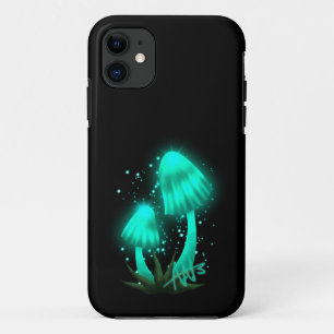 Capa Para iPhone 11 Boné Pixie Psicodélico Brilhando Cogumelo Ciano