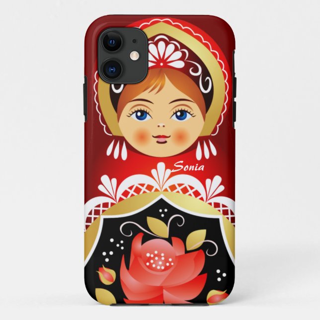 Capa Para iPhone 11 Boneca do russo de Babushka Matryoshka (Verso)