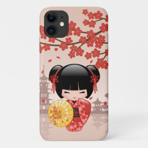Capa Para iPhone 11 Boneca Red Sakura Kokeshi - Geisha Japonesa