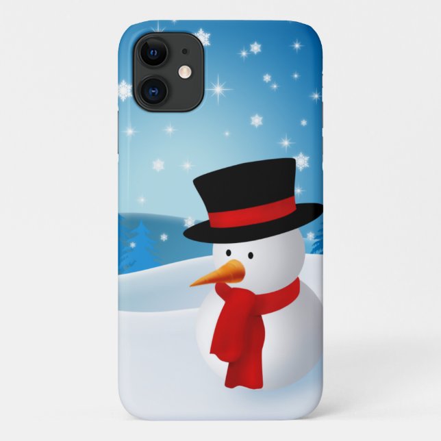 Capa Para iPhone 11 Boneco de neve bonito (Verso)