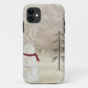 Capa Para iPhone 11 Boneco de Neve de Férias