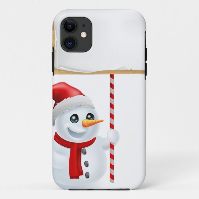 Capa Para iPhone 11 Boneco de neve e sinal do Natal (Verso)