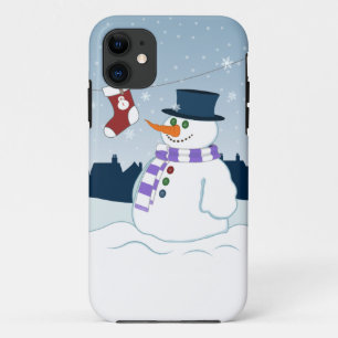 Capa Para iPhone 11 Boneco de neve & Natal da meia