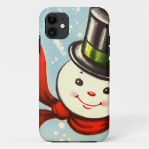 Capa Para iPhone 11 Boneco de neve retro pequeno bonito