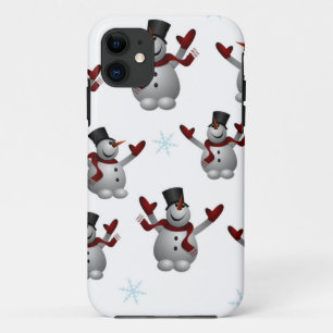 Capa Para iPhone 11 Bonecos de neve e flocos de neve
