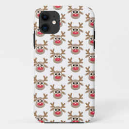 Capa Para iPhone 11 Bonita Reindeer Cartoon Padrão Natal Branco