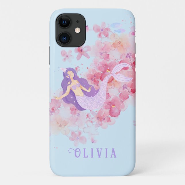 Capa Para iPhone 11 Bonita Sereia Menina Debaixo do mar para Meninas (Verso)