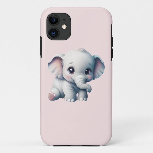 Capa Para iPhone 11 Bonito Adorável Elefante Para Bebê Kawaii (Verso)