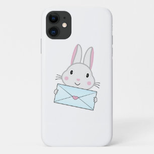 Capa Para iPhone 11 Bonito coelhinho segurando carta de amor
