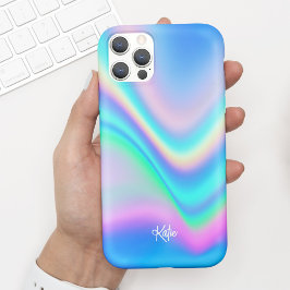 Capa Para iPhone 11 Bonito Moderno Iridescente com Nome