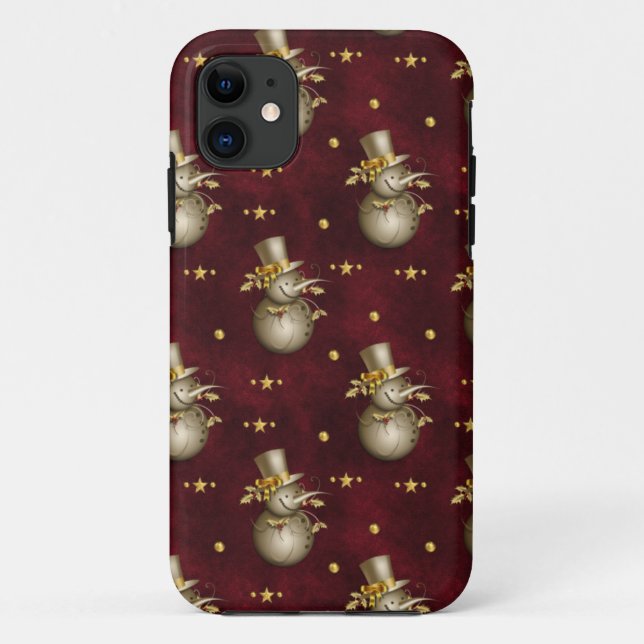 Capa Para iPhone 11 Bonito Ouro Snowman (Verso)