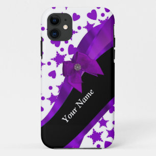 Capa Para iPhone 11 Bonito padrão feminino púrpura personalizado