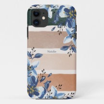Bonito personalizado Flores de aquarela azul