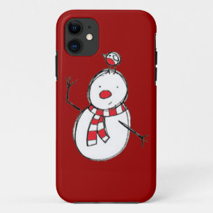 Capa Para iPhone 11 Bonito Snowman com iPhone 5 Bird