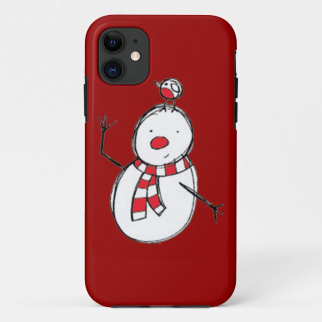 Capa Para iPhone 11 Bonito Snowman com iPhone 5 Bird (Verso)