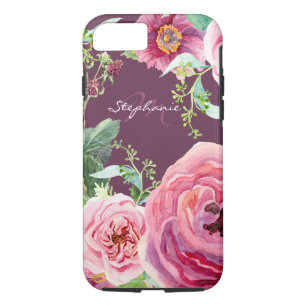 Capa iPhone 8/ 7 Bonito Vintage Cassis Rosa Peony Floral