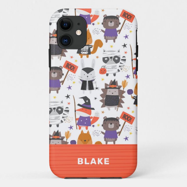 Capa Para iPhone 11 Bons Animais de Halloween Personalizados (Verso)