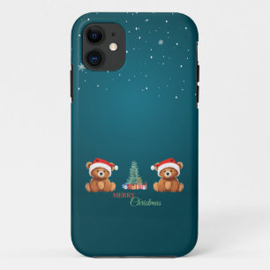 Capa Para iPhone 11 Bons animais de inverno Ursos Papais noeis de Nata