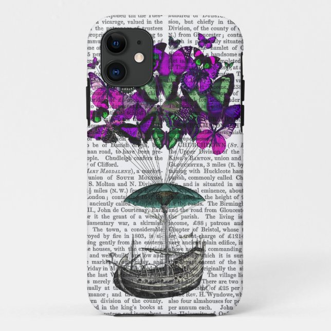 Capa Para iPhone 11 Borboleta 2 Purple e Green (Verso)