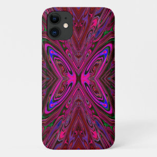 Capa Para iPhone 11 Borboleta-Abstrato azul e rosa-quente trippy