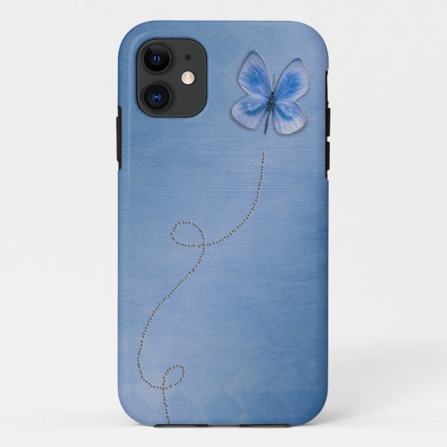 Capa Para iPhone 11 Borboleta Azul em Voo (Verso)