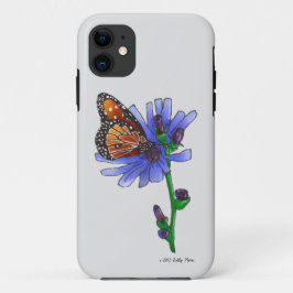 Capa Para iPhone 11 Borboleta com flor azul